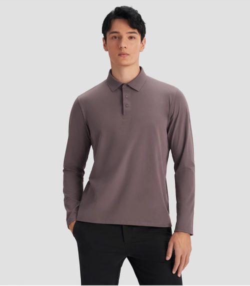 Urban Commuter Seamless Men's Long-Sleeve Wrinkle-Resistant POLO Shirt