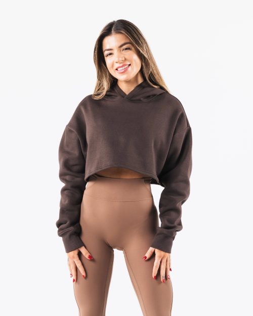 Women Long Sleeve Relax Fit Crop Pullover Hoodie