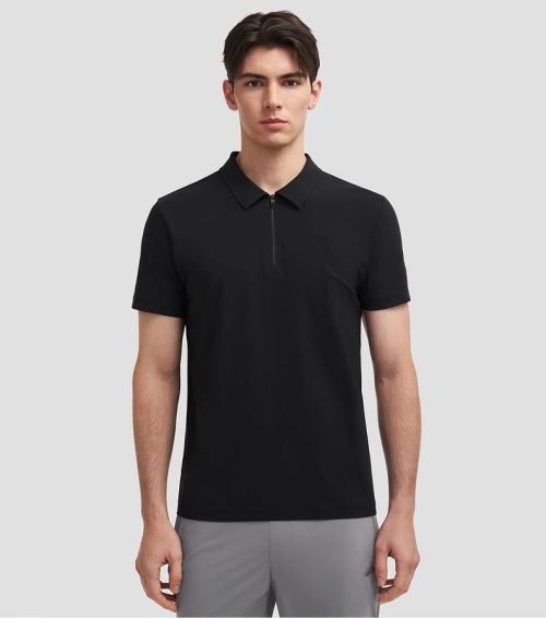 RUNNING Series Men's Seamless Zip Running Fitness Short-Sleeve POLO Shirt