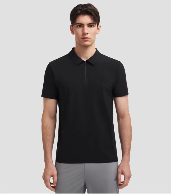 RUNNING Series Men's Seamless Zip Running Fitness Short-Sleeve POLO Shirt