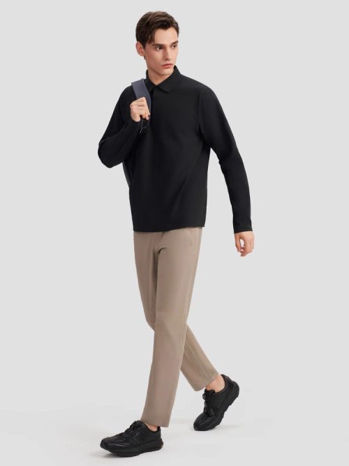 Seamless One-Piece Urban Commuter Men's Long-Sleeve POLO Shirt