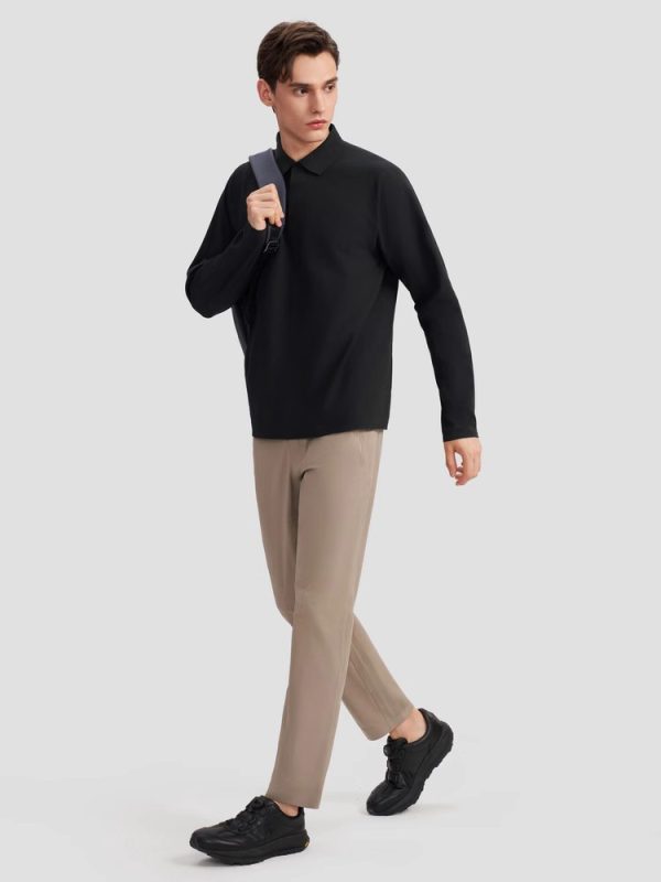 Seamless One-Piece Urban Commuter Men's Long-Sleeve POLO Shirt