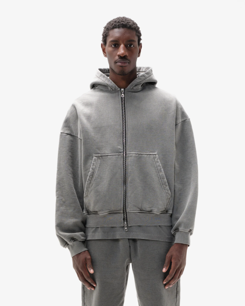 Vintage Grey Heavy Weight Zip Hoodie