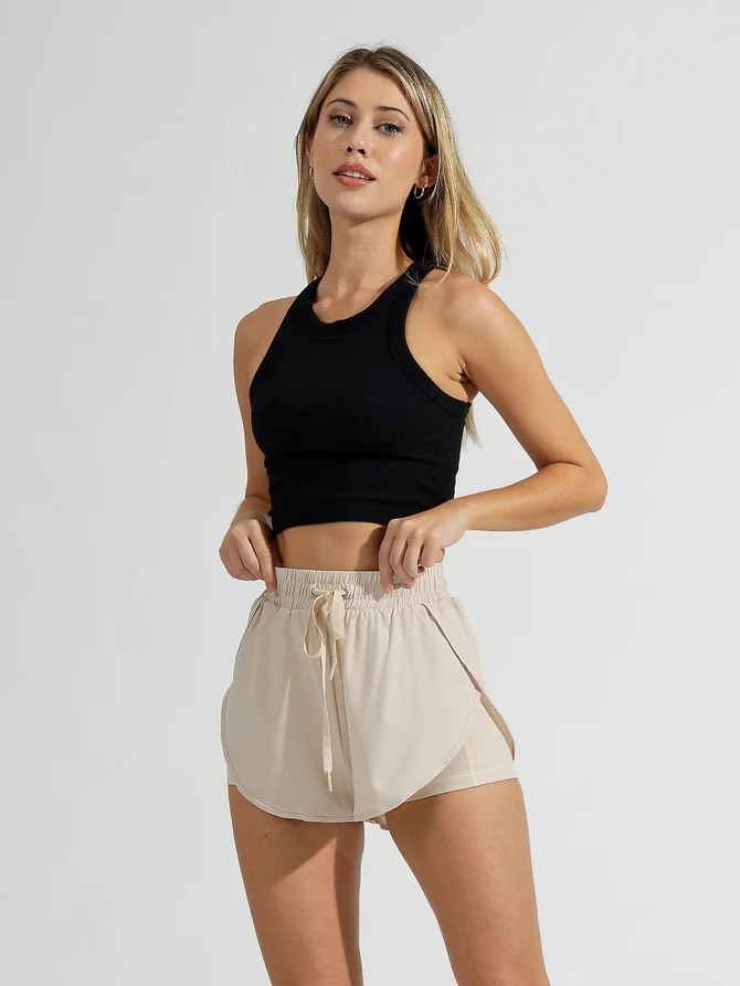 Women's High Neck Cropped Fit Ribbed Tank Top Soft Stretchy Cotton Top