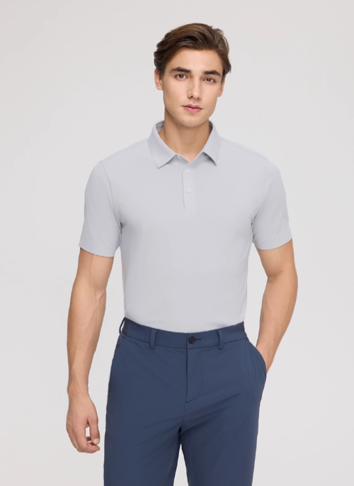 Seamless Business Polo Shirts No-Sew Bonded Collar Dress Tees for Office and Casual Wear