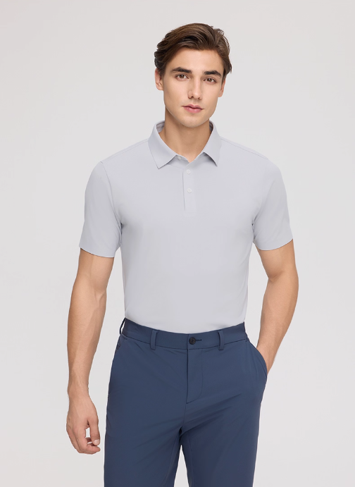 Seamless Business Polo Shirts No-Sew Bonded Collar Dress Tees for Office and Casual Wear