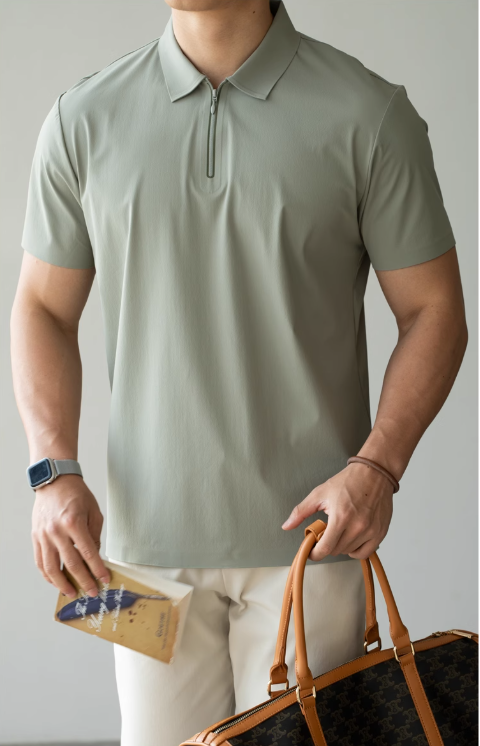 Premium Seamless Polo Shirt Italian Fabric Minimalist Design for Effortless Style and All-Day Comfort