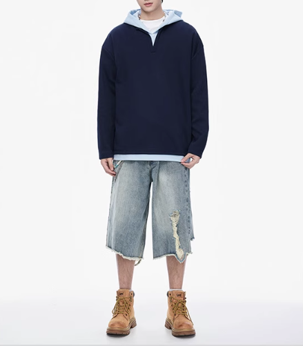 Men's Pima Cotton Hooded Sweatshirt Relaxed Fit