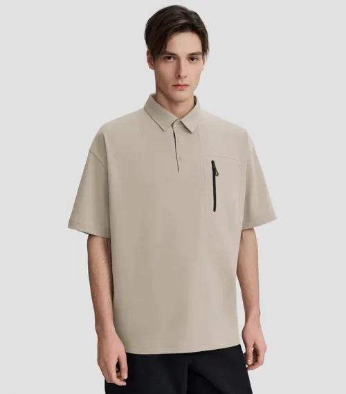 Urban Cycling POLO de protection solaire sans couture à manches courtes et poche pour hommes