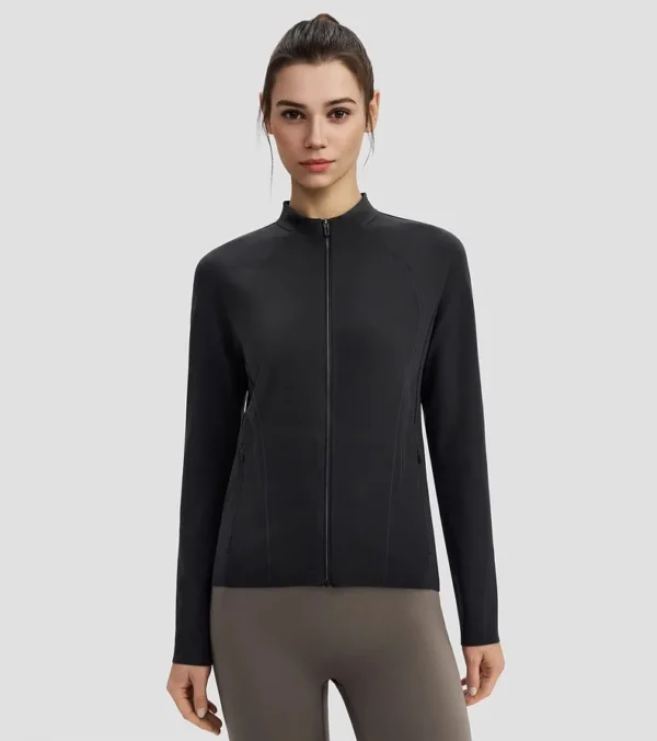 09-5 Top sportivo lavorato a maglia Flex Body da allenamento con cerniera da donna