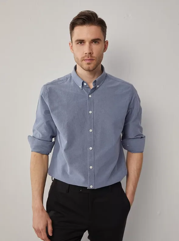 106 Polo de manga larga de algodón Pima premium para hombre