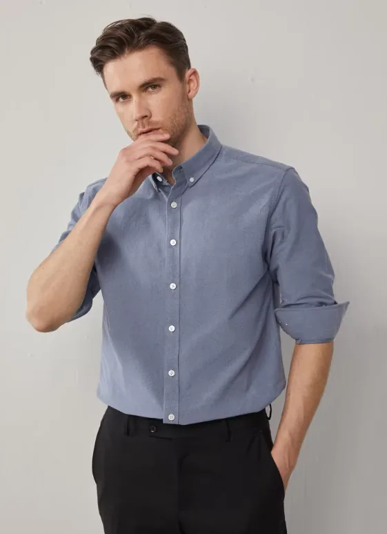 Polo de manga larga de algodón Pima premium para hombre