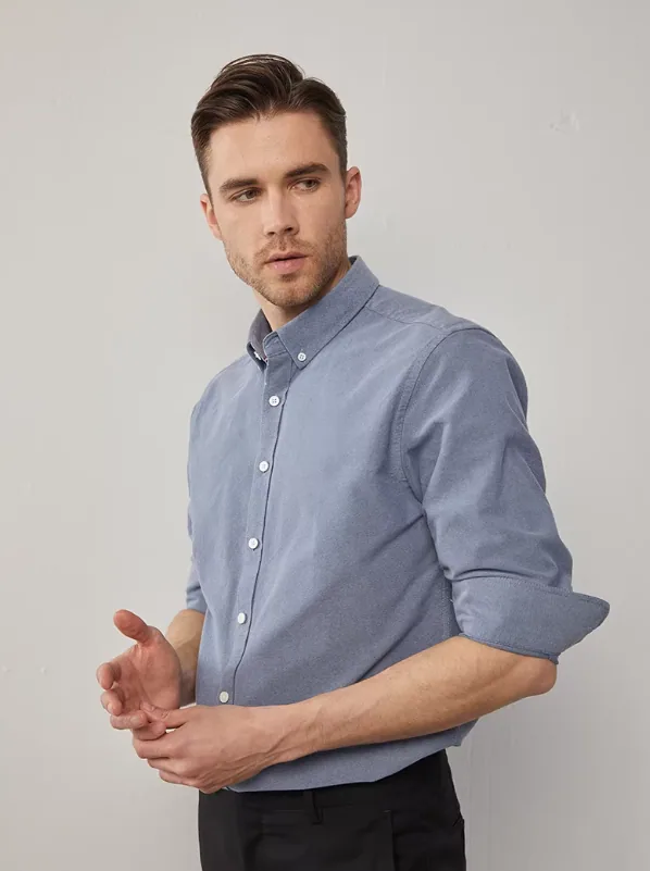 Polo de manga larga de algodón Pima premium para hombre