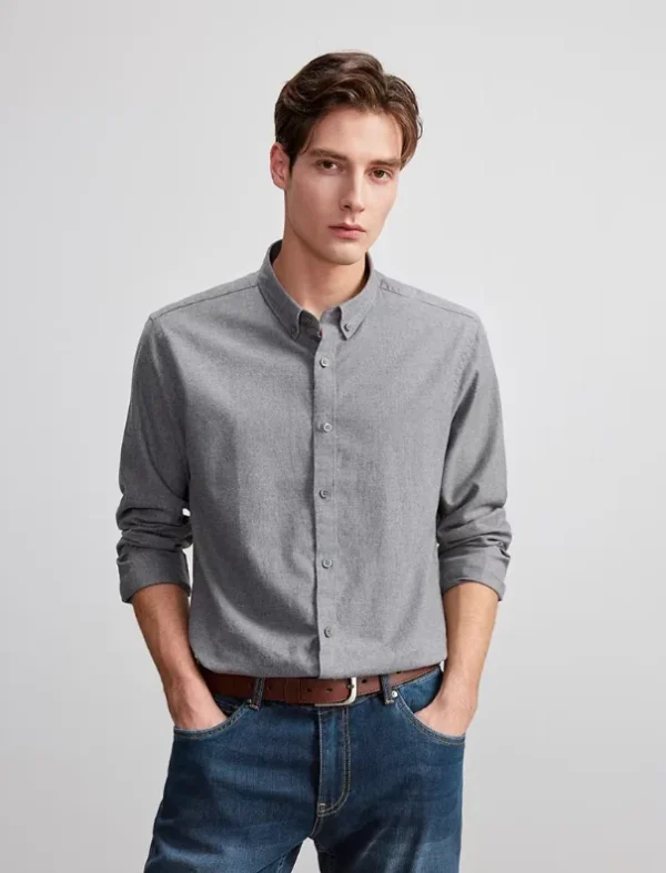 109 Polo de manga larga de algodón Pima de lujo para hombre