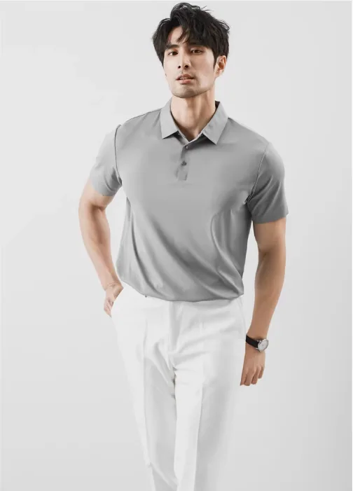 135 Polo premium sin costuras, transpirable, que absorbe la humedad, diseño sin rozaduras para deportes y