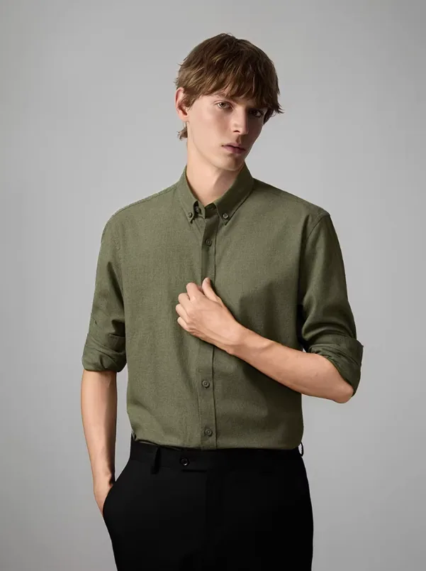 Polos à manches longues pour hommes, coupe classique