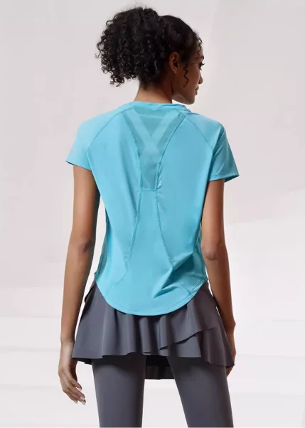 T-shirt da donna traspiranti per il tempo libero, abbigliamento casual alla moda, per la corsa in palestra, yoga
