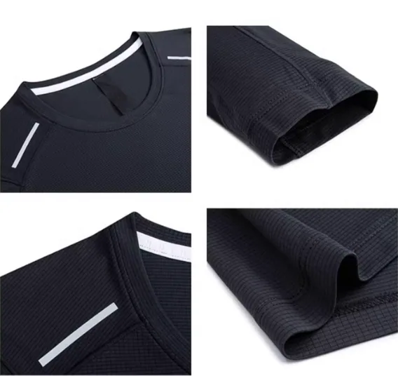 Sudaderas con capucha de manga larga con cuello redondo de los deportes de los hombres corrientes del gimnasio que absorben la humedad del entrenamiento ligero