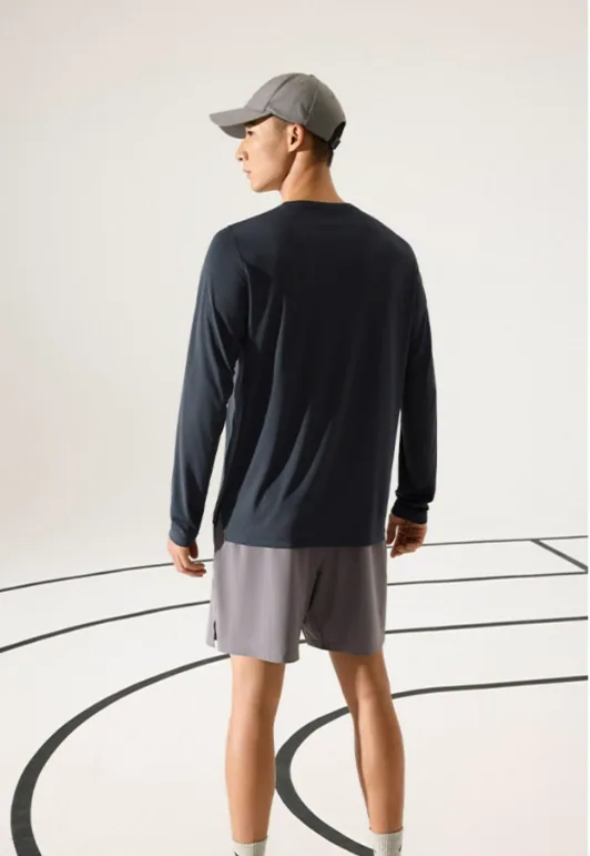 Sudaderas con capucha de manga larga con cuello redondo de los deportes de los hombres corrientes del gimnasio que absorben la humedad del entrenamiento ligero