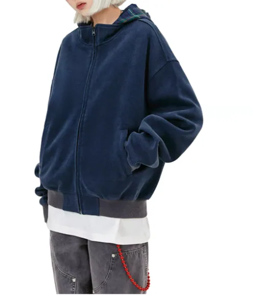 Sudadera con capucha y cremallera completa de algodón Pima premium para mujer