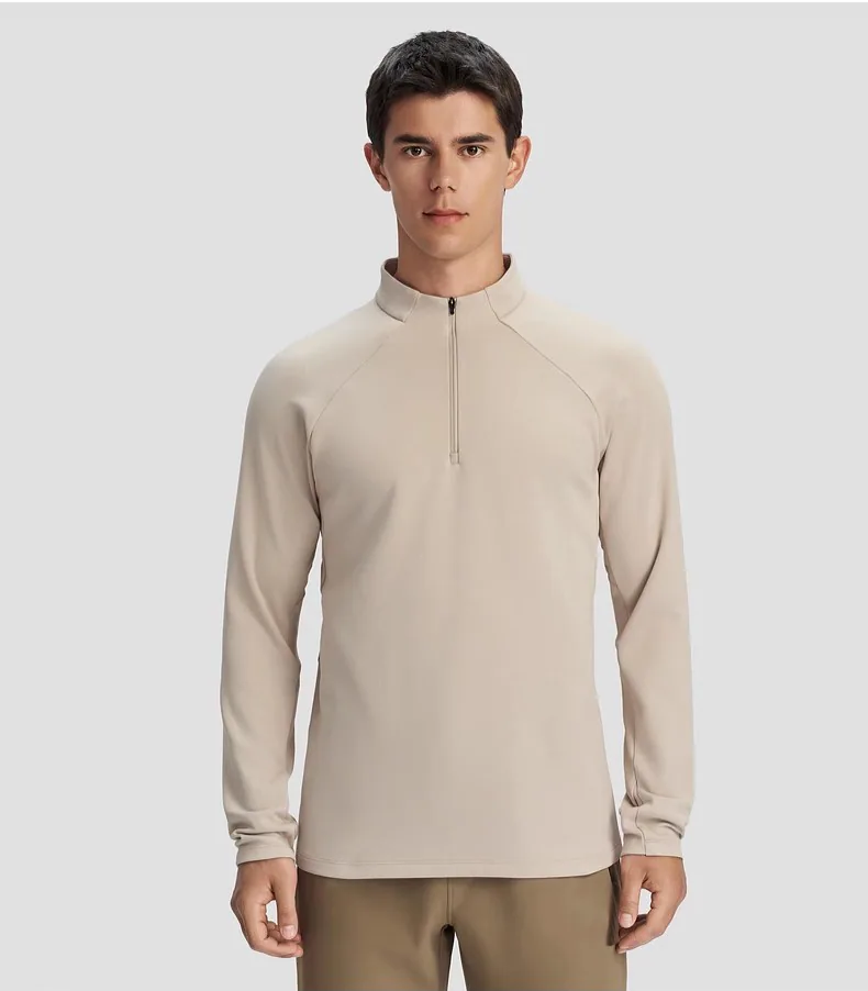 Chemise d'entraînement tricotée à manches longues en polaire fine haute performance pour hommes pour un entraînement complet