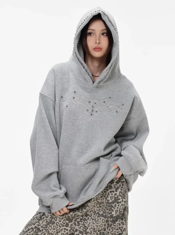 Felpa con cappuccio tinta unita casual da donna in morbido pile