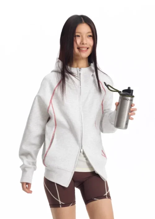 Sweat à capuche entièrement zippé pour femme, léger et doux
