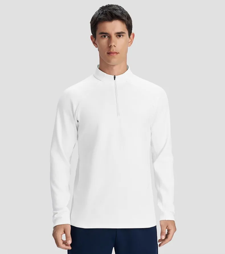 Chemise d'entraînement tricotée à manches longues en polaire fine haute performance pour hommes pour un entraînement complet