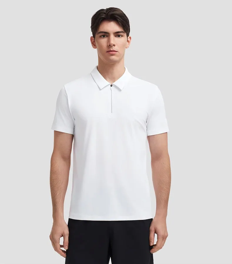 RUNNINGシリーズ シームレスジップ ランニングフィットネス 半袖ポロシャツ メンズ