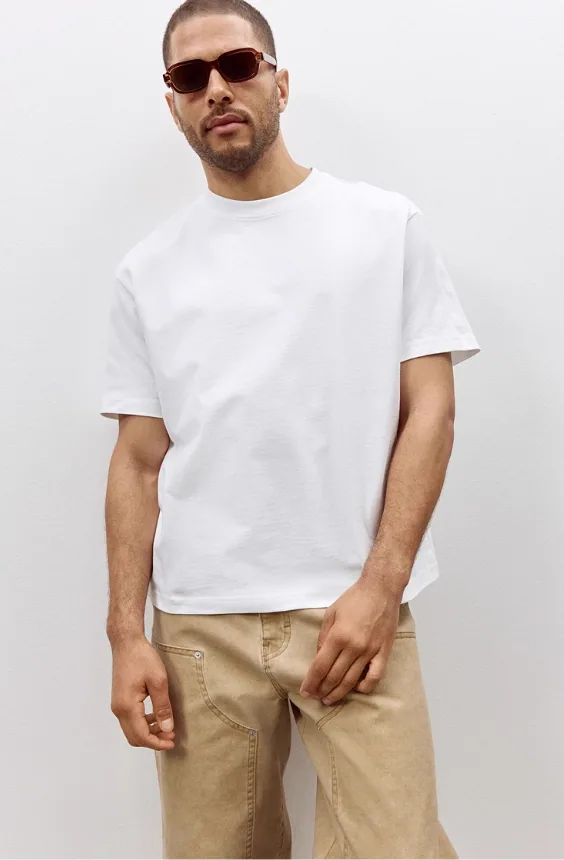 T-shirt da uomo in cotone Pima girocollo anti-pilling