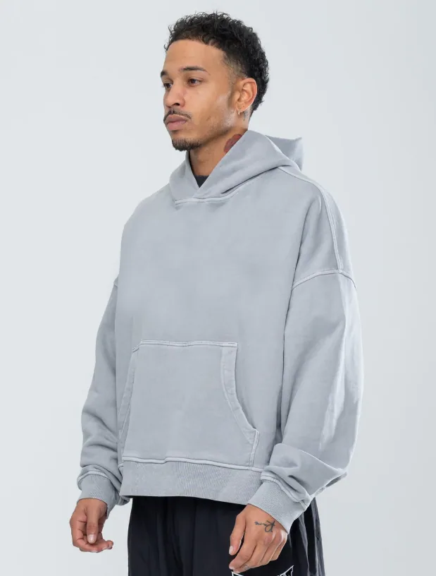 Sweat à capuche court surdimensionné en coton éponge brossé de qualité supérieure
