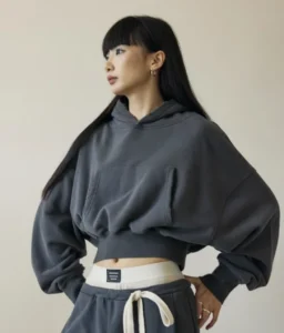 Distressed Cropped Hoodie Women’s high waisted Oversized Pullover Streetwear