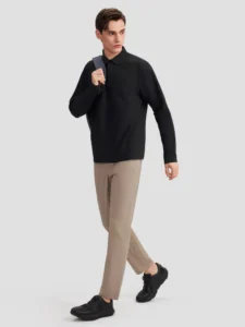 Seamless One-Piece Urban Commuter Men's Long-Sleeve POLO Shirt