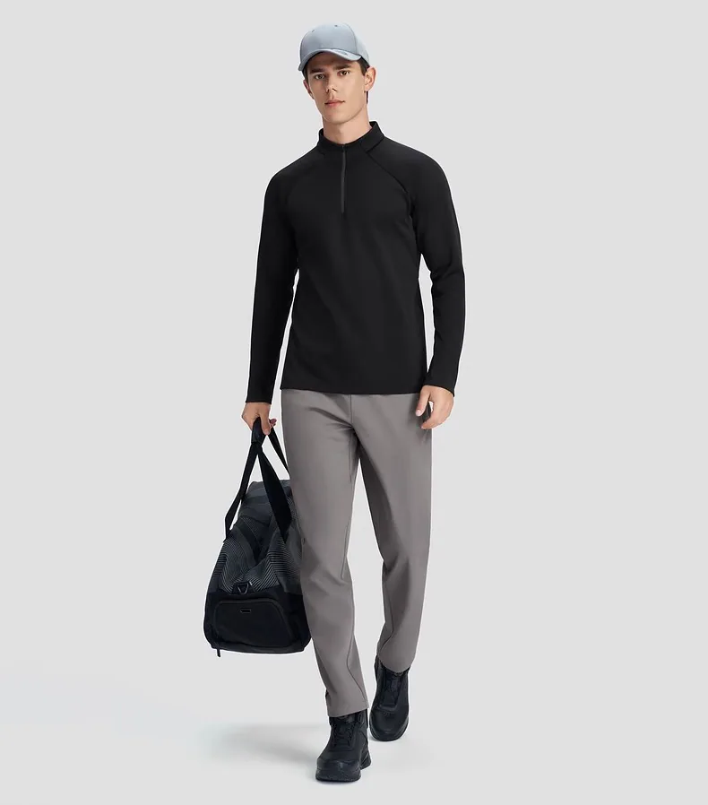 Chemise d'entraînement tricotée à manches longues en polaire fine haute performance pour hommes pour un entraînement complet